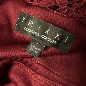 Trixxi Deep Burgundy Lace Accent jumpsuit